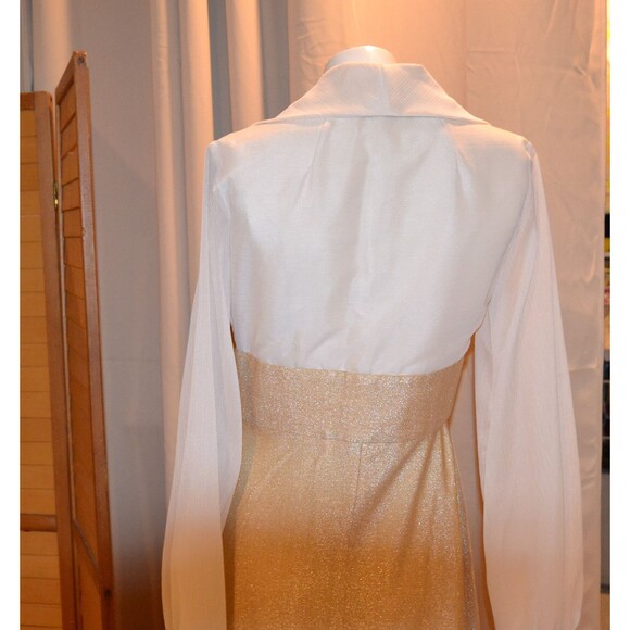 1960s  Dress Vintage Glitzy Gold with Cream Hollywood Starlett to Queen of House - Picture 7 of 7
